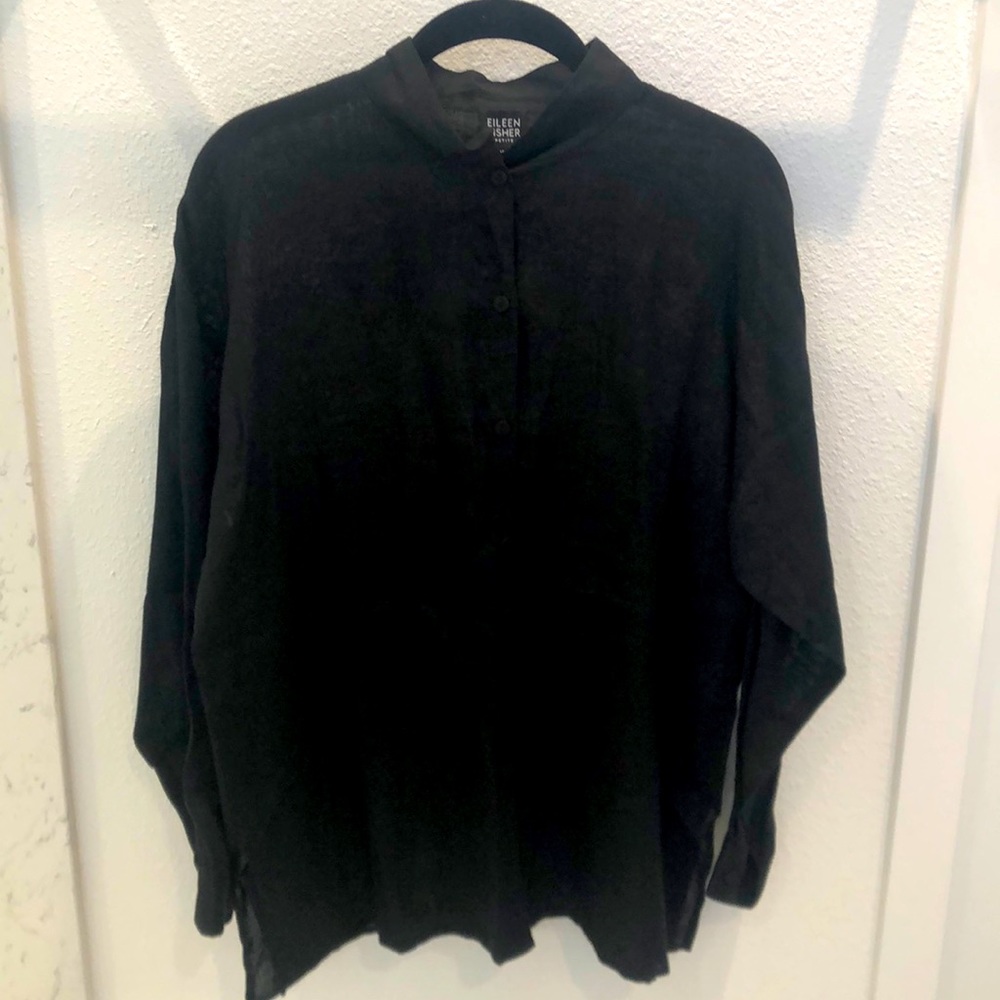 Eileen Fisher black Irish linen shirt